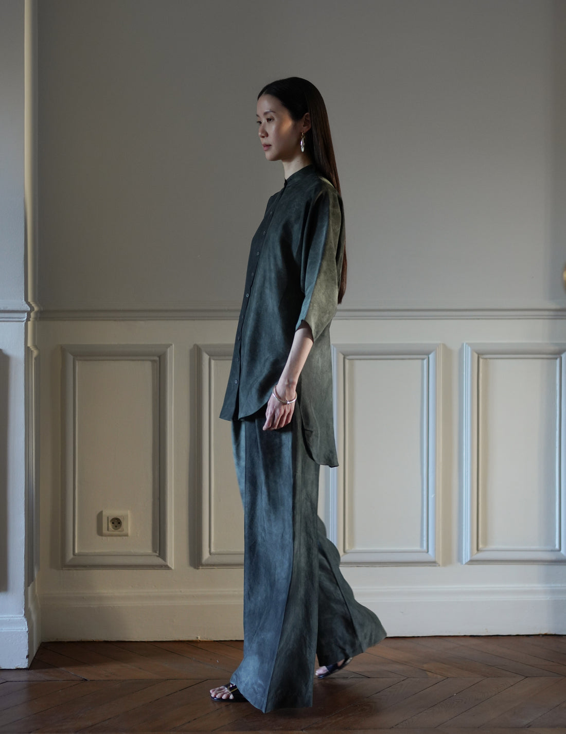 Cortana | Dali Silk Pants・Smoky Blue