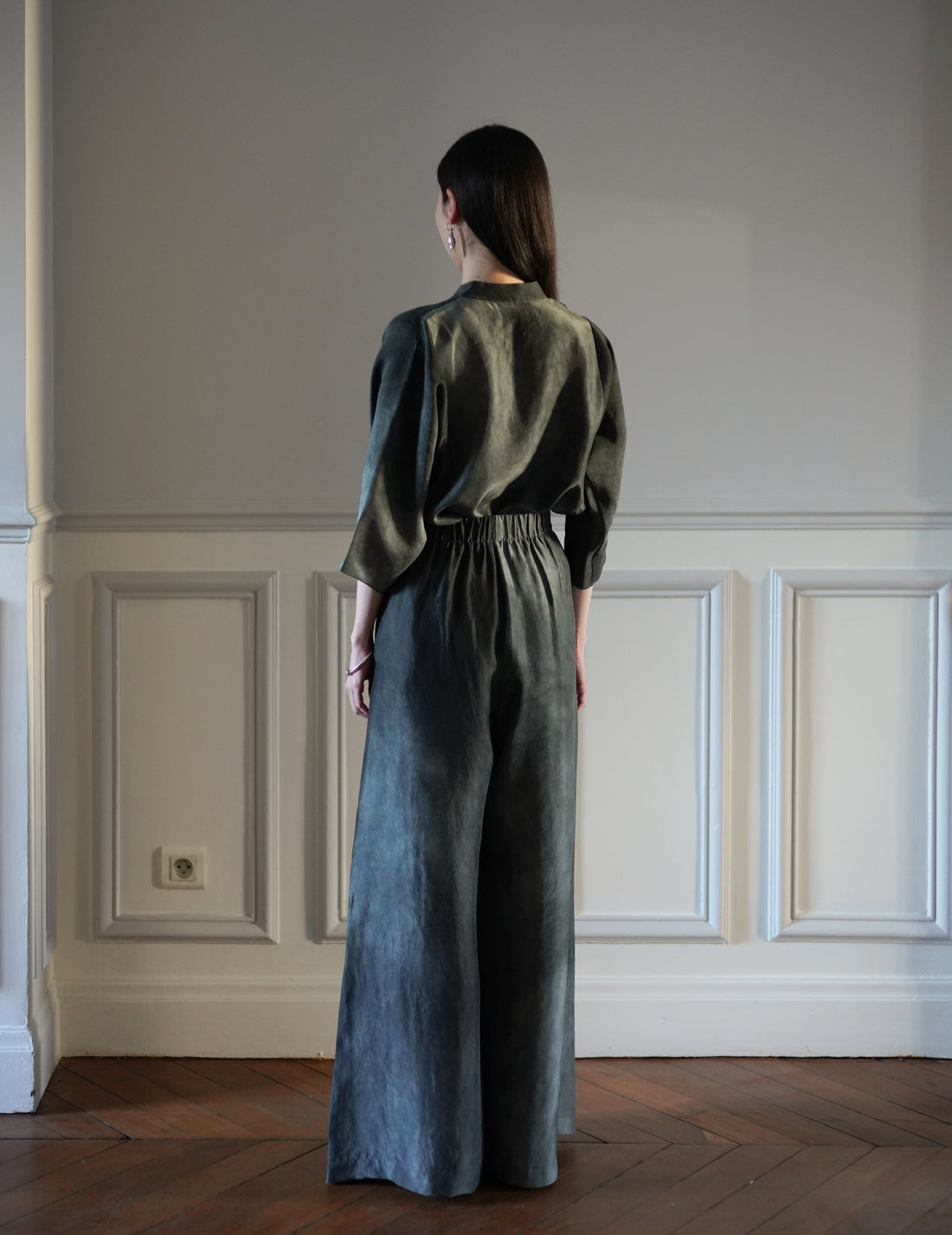 Cortana | Dali Silk Pants・Smoky Blue