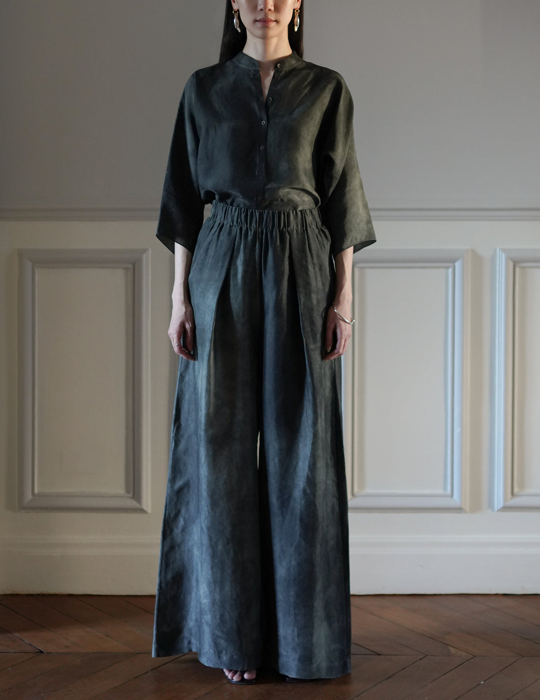 Cortana | Dali Silk Pants・Smoky Blue