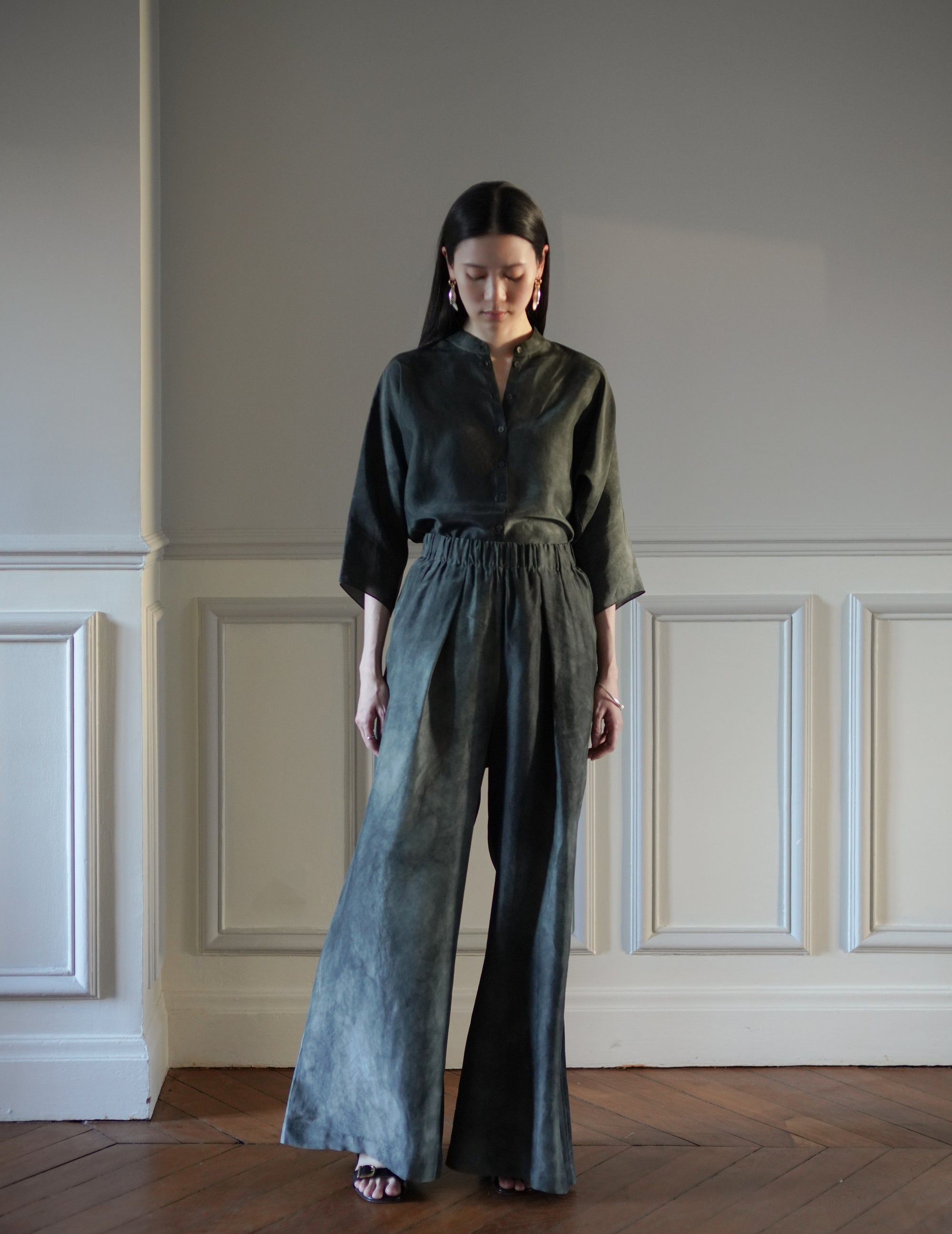 Dali Silk Pants・Smoky Blue