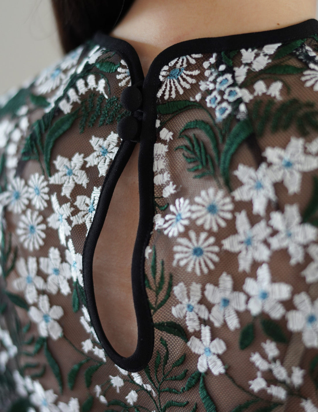 Mame Kurogouchi | Floral Lace French Sleeve Top - Green