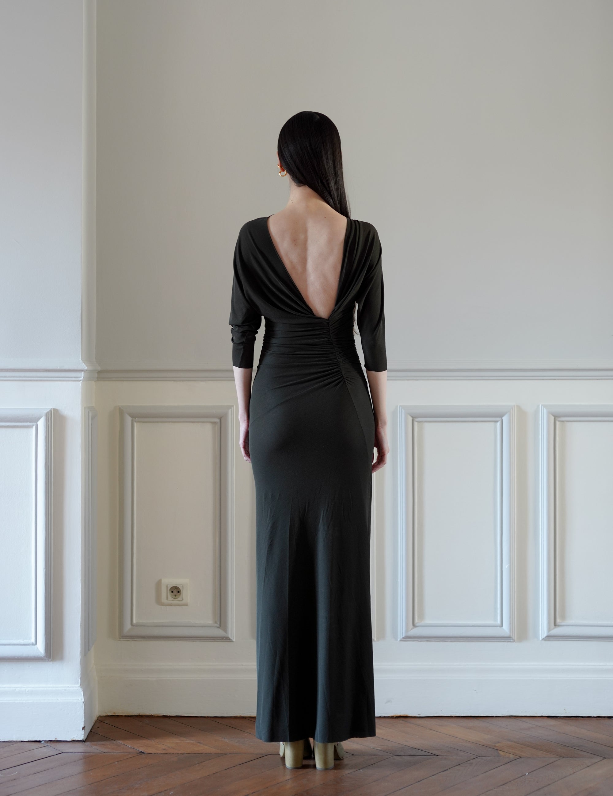 Anghela Draped Dress・Dark Green