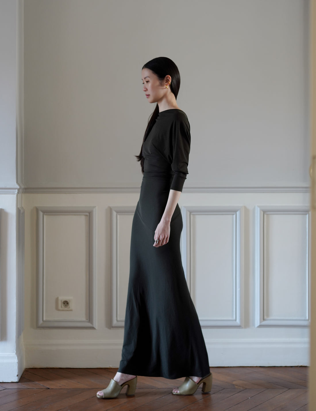 CORTANA | Anghela Draped Dress・Dark Green