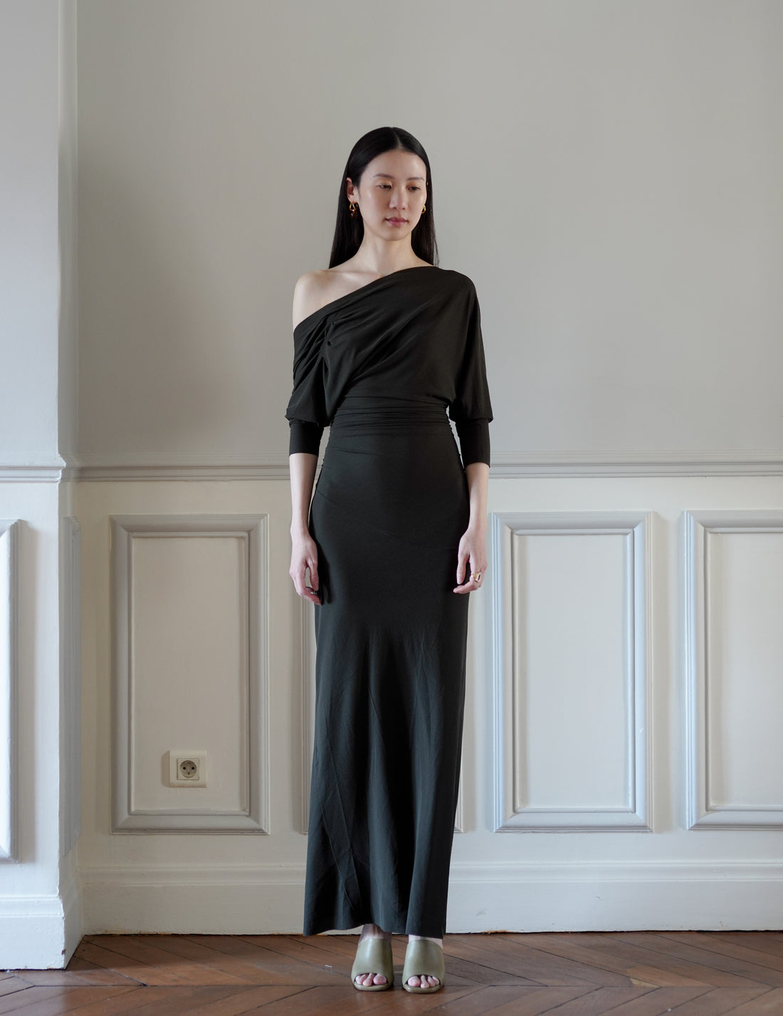 CORTANA | Anghela Draped Dress・Dark Green