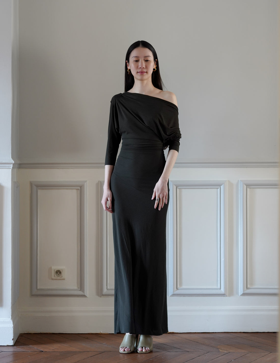 CORTANA | Anghela Draped Dress・Dark Green