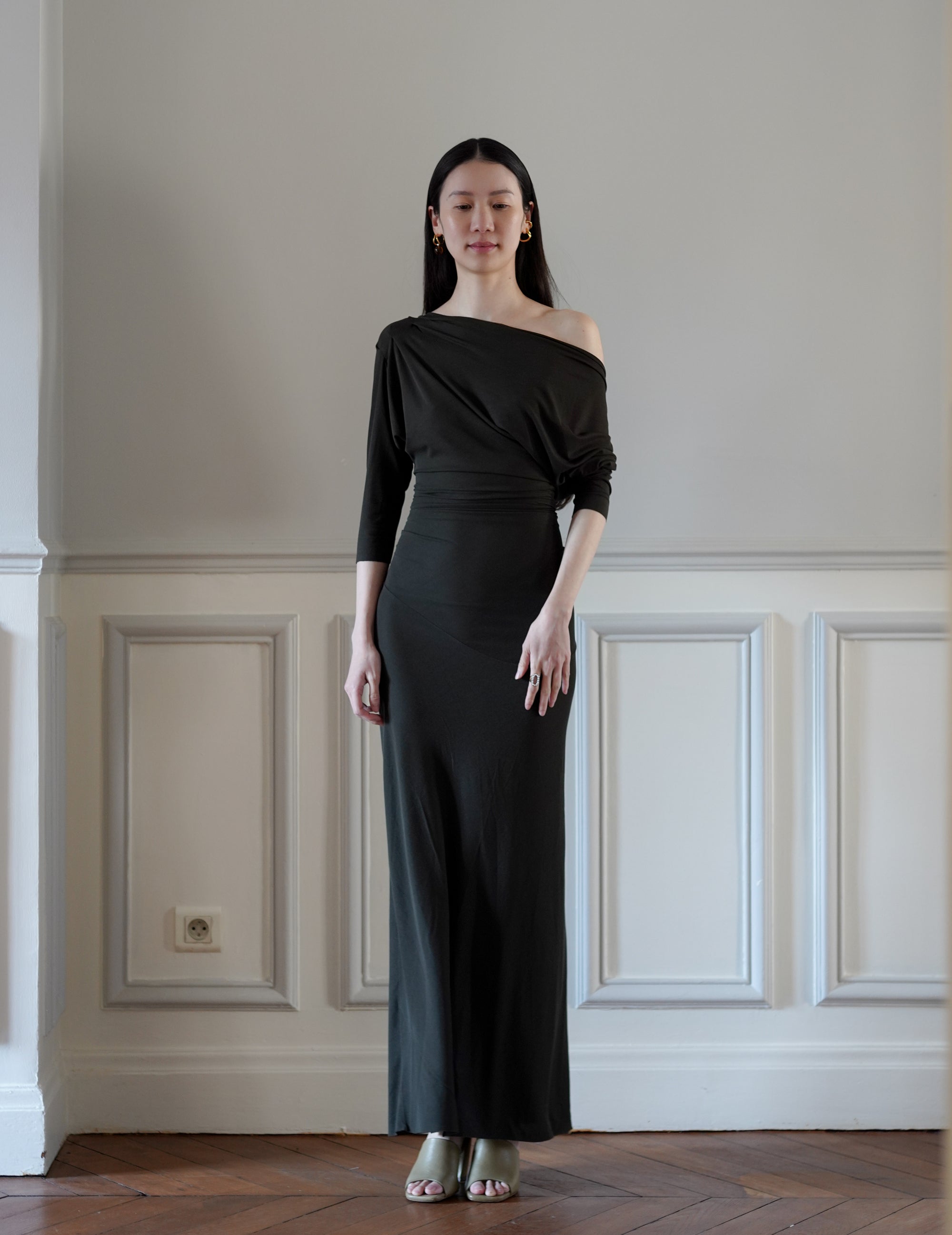 Anghela Draped Dress・Dark Green