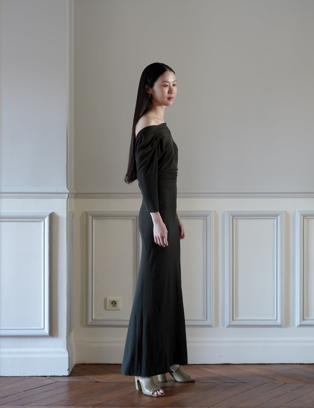 CORTANA | Anghela Draped Dress・Dark Green