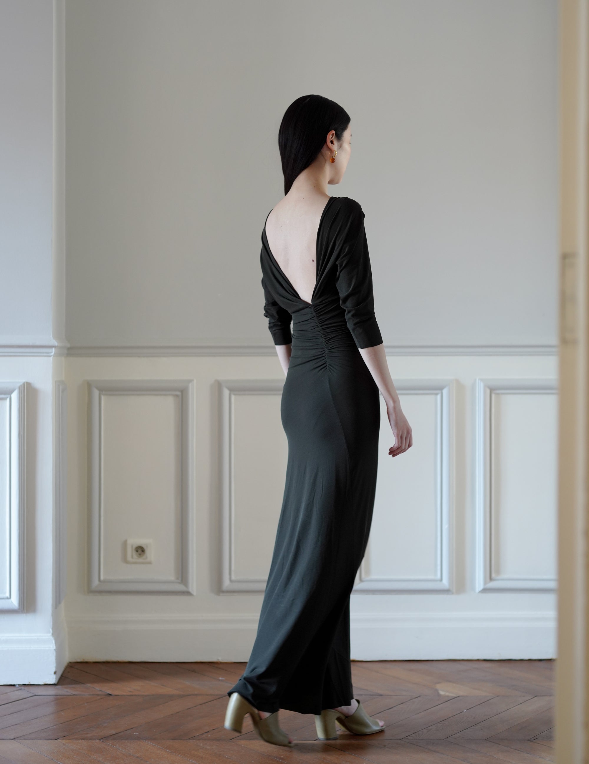 Anghela Draped Dress・Dark Green