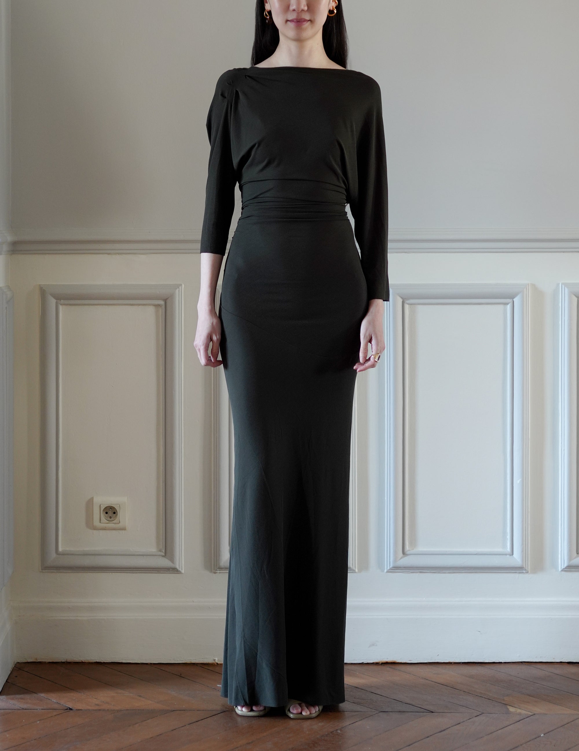 Anghela Draped Dress・Dark Green