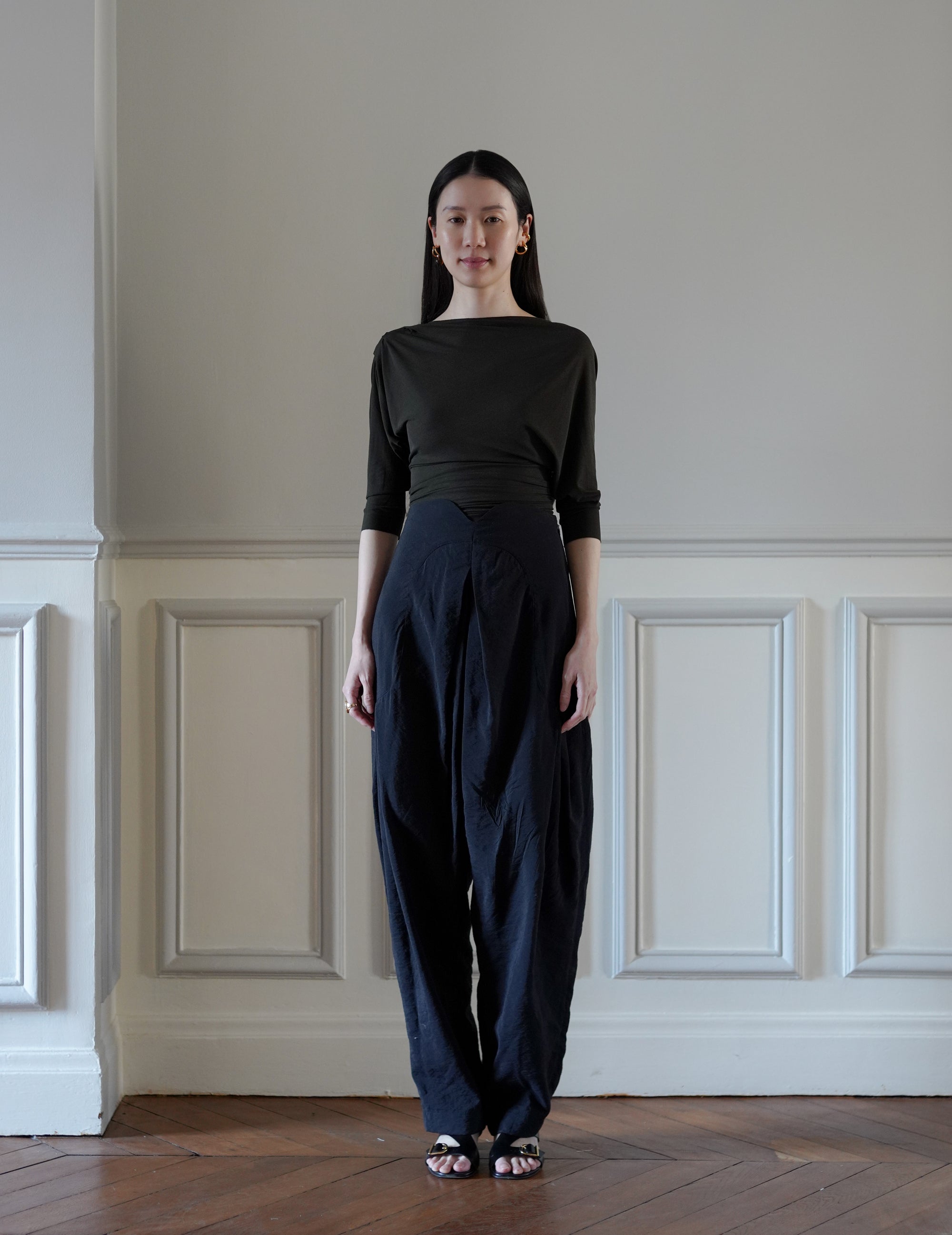 Anghela Draped Dress・Dark Green