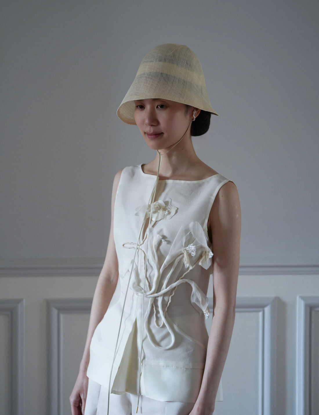 Mame Kurogouchi | Sinamay Crochet Hat - Ecru