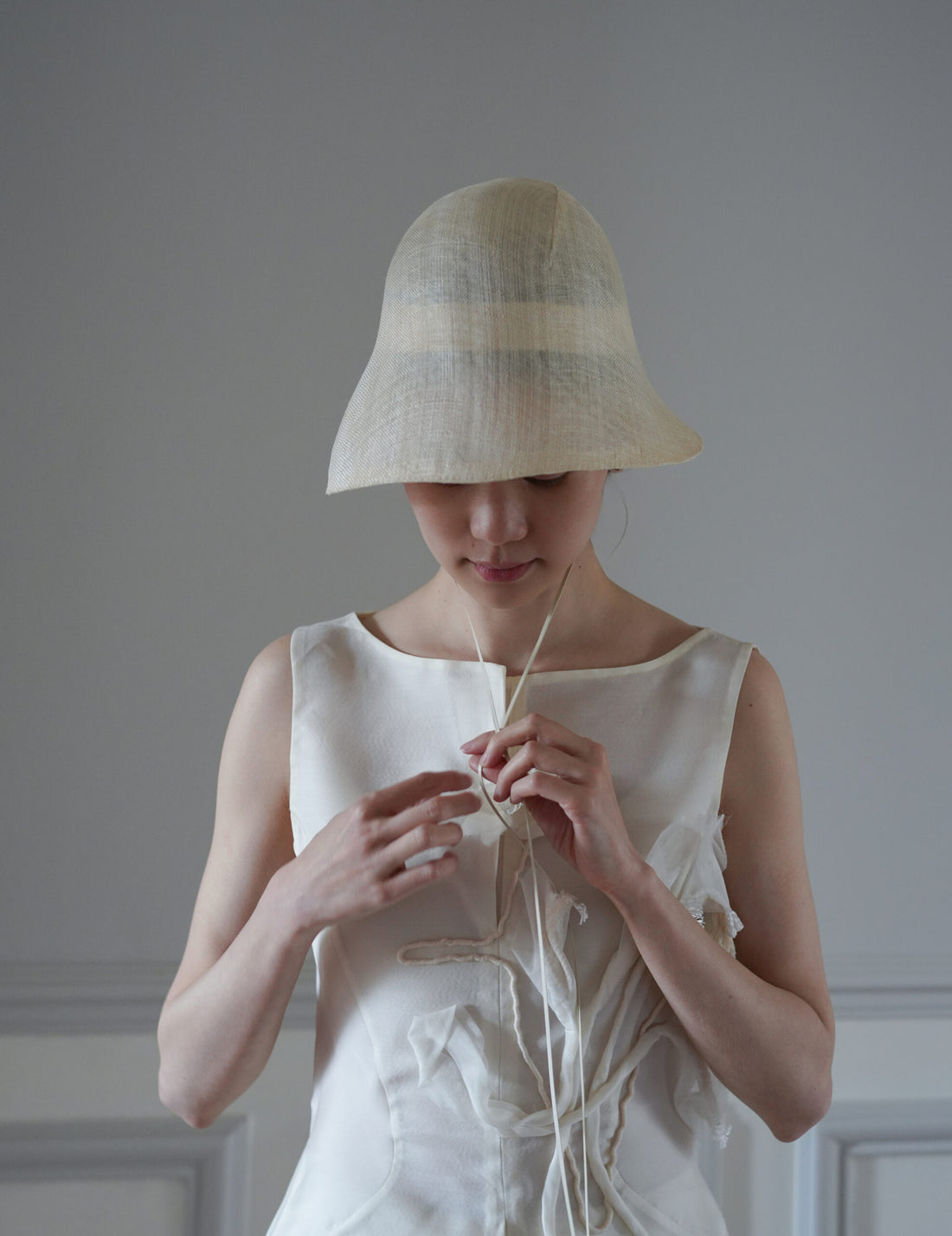 Mame Kurogouchi | Sinamay Crochet Hat - Ecru