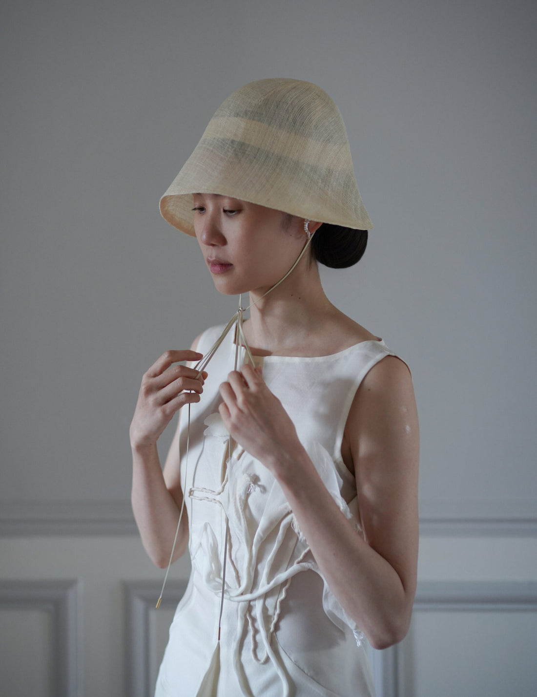 Mame Kurogouchi | Sinamay Crochet Hat - Ecru