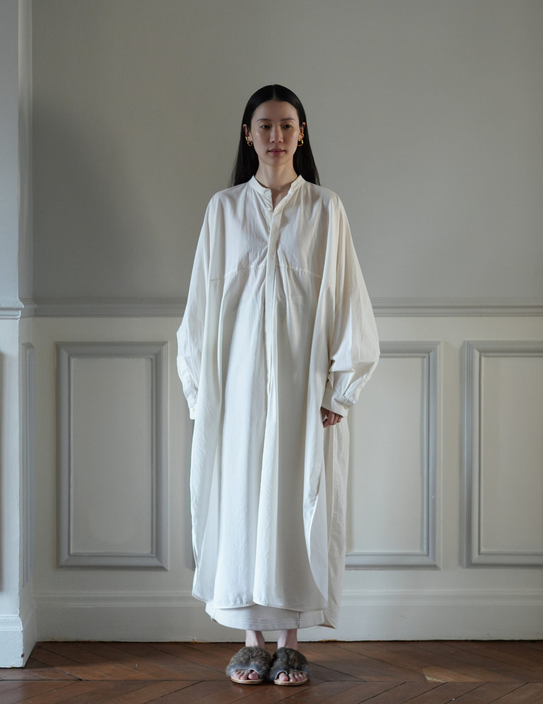 QUITAN | AO DAÏ Long B/C Shirt・White