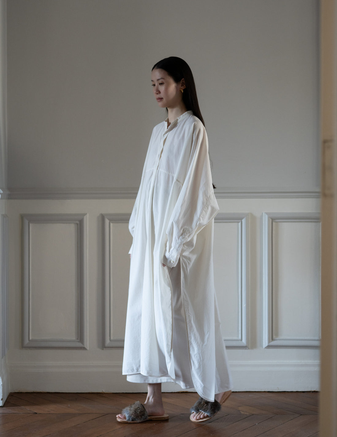 QUITAN | AO DAÏ Long B/C Shirt・White