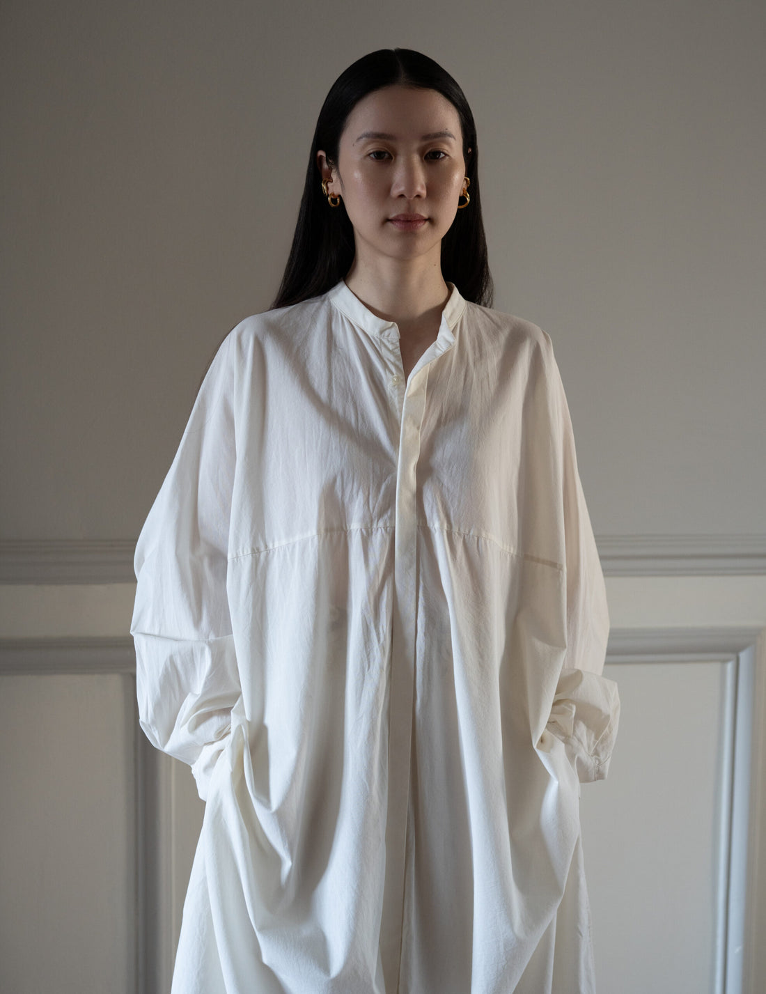 QUITAN | AO DAÏ Long B/C Shirt・White