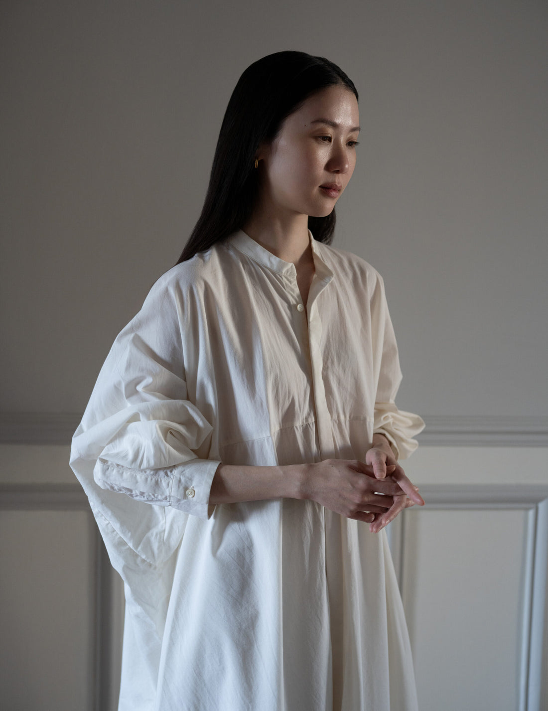 QUITAN | AO DAÏ Long B/C Shirt・White