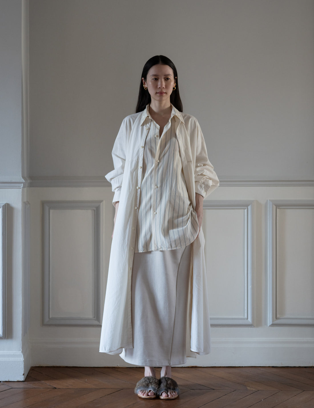QUITAN | AO DAÏ Long B/C Shirt・White