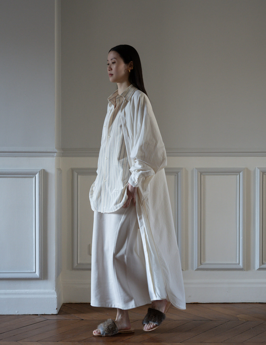QUITAN | AO DAÏ Long B/C Shirt・White