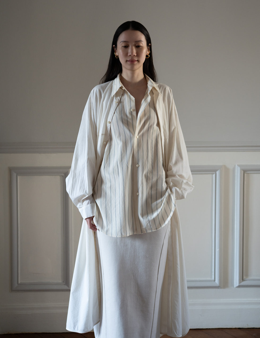 QUITAN | AO DAÏ Long B/C Shirt・White