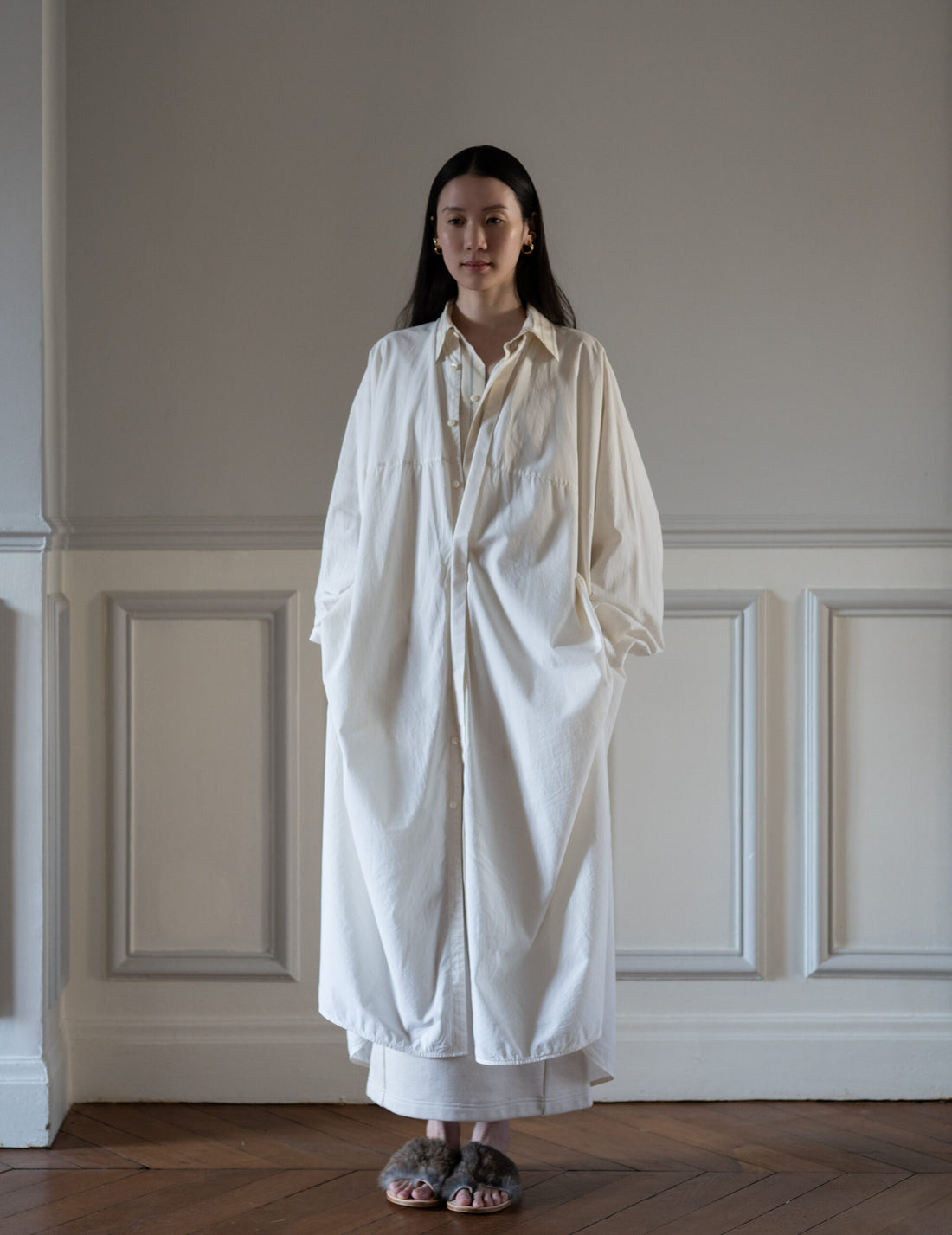 QUITAN | AO DAÏ Long B/C Shirt・White