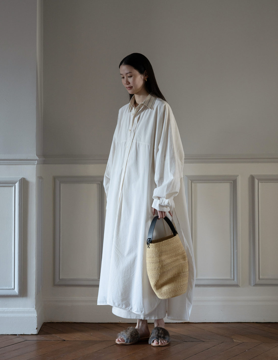 QUITAN | AO DAÏ Long B/C Shirt・White