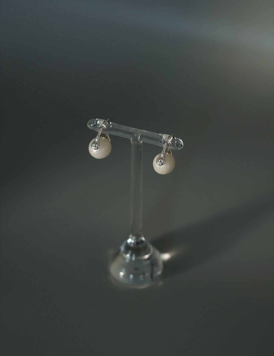 Stone Ellipse Earrings - Silver
