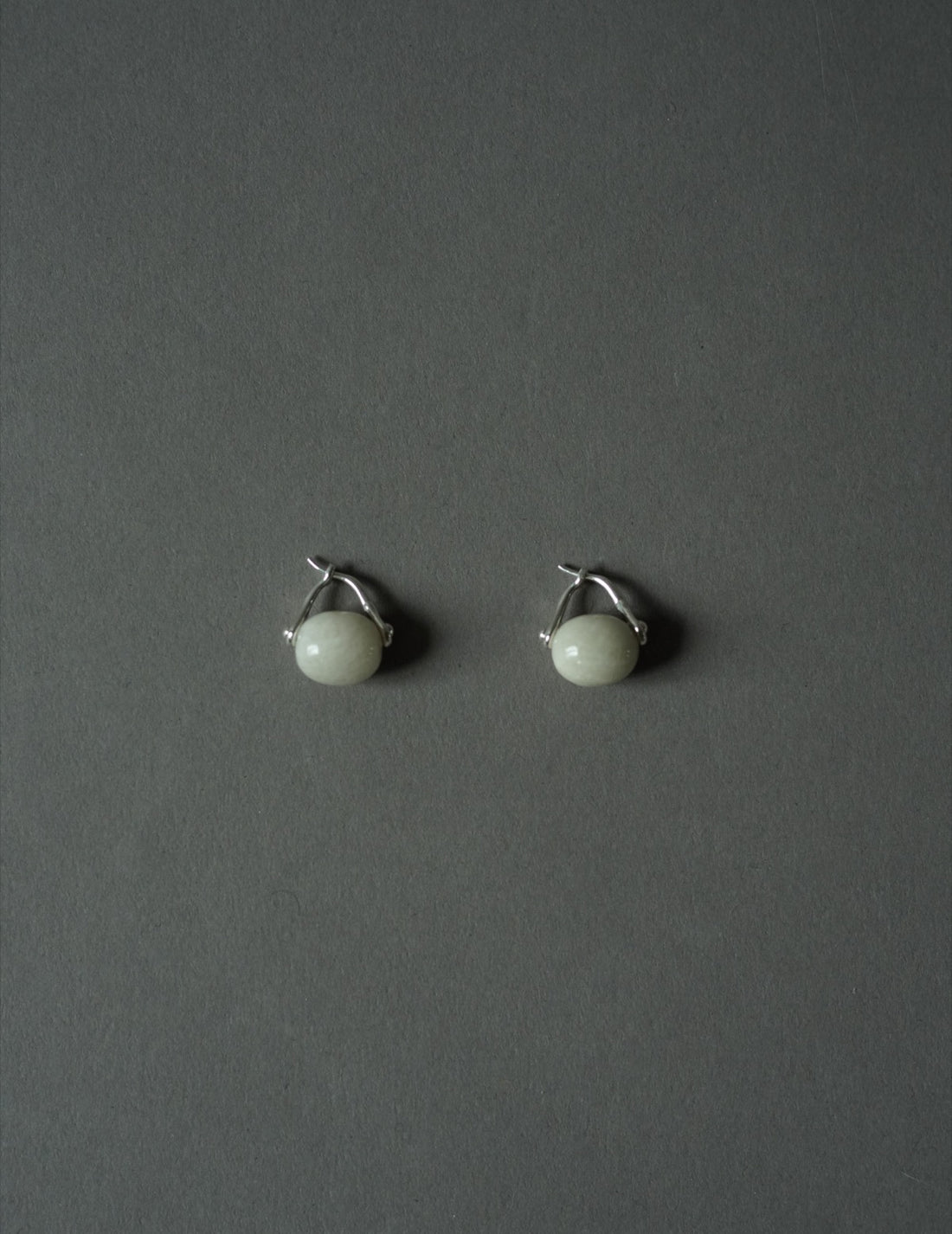 Stone Ellipse Earrings - Silver