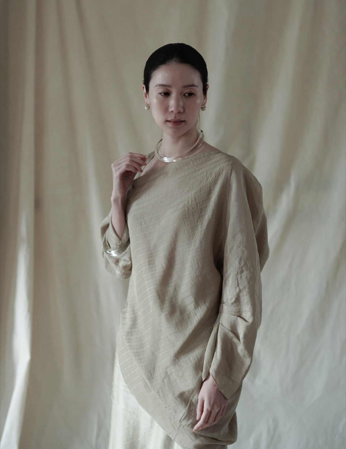 Stone Ellipse Earrings - Silver