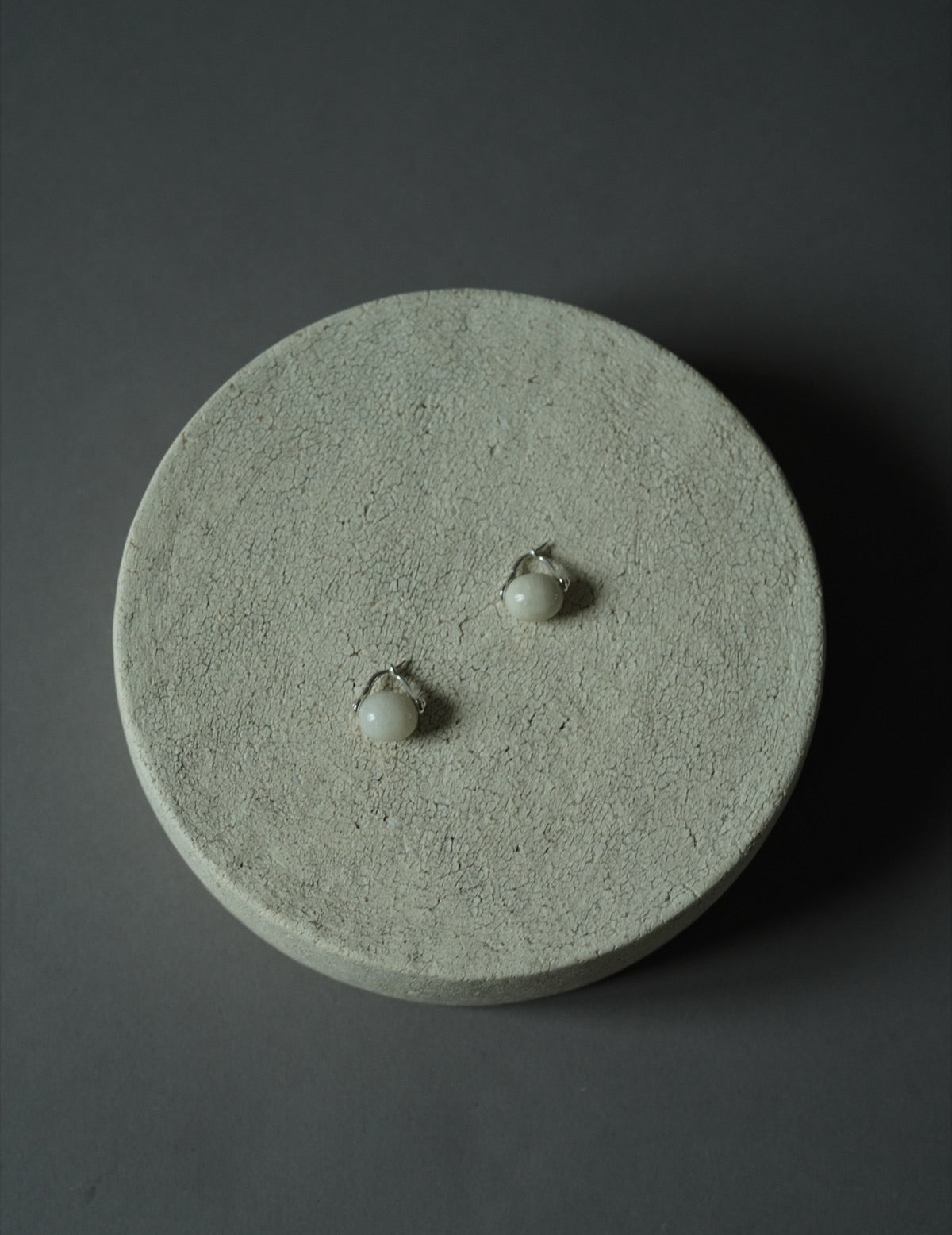 Stone Ellipse Earrings - Silver