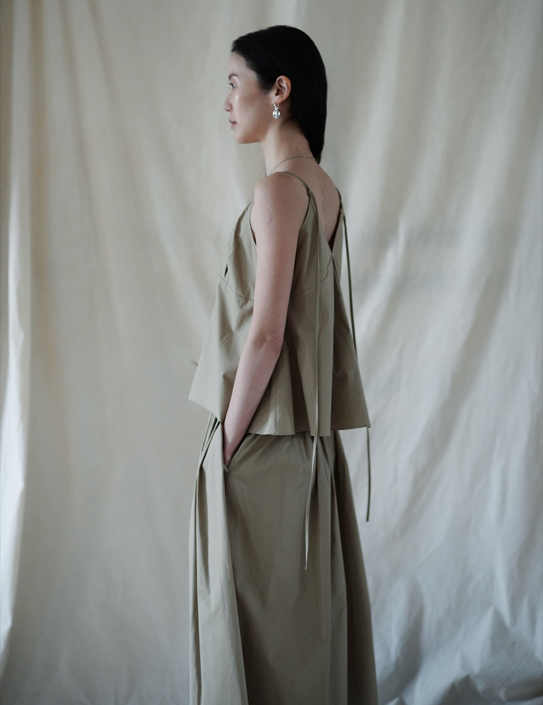 COTTON PLEATED CAMISOLE・BEIGE