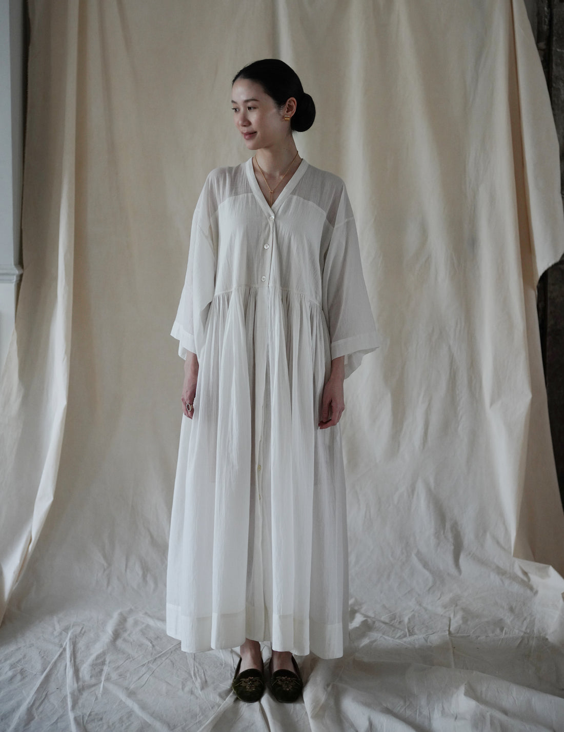 Anais Khadi Dress・White