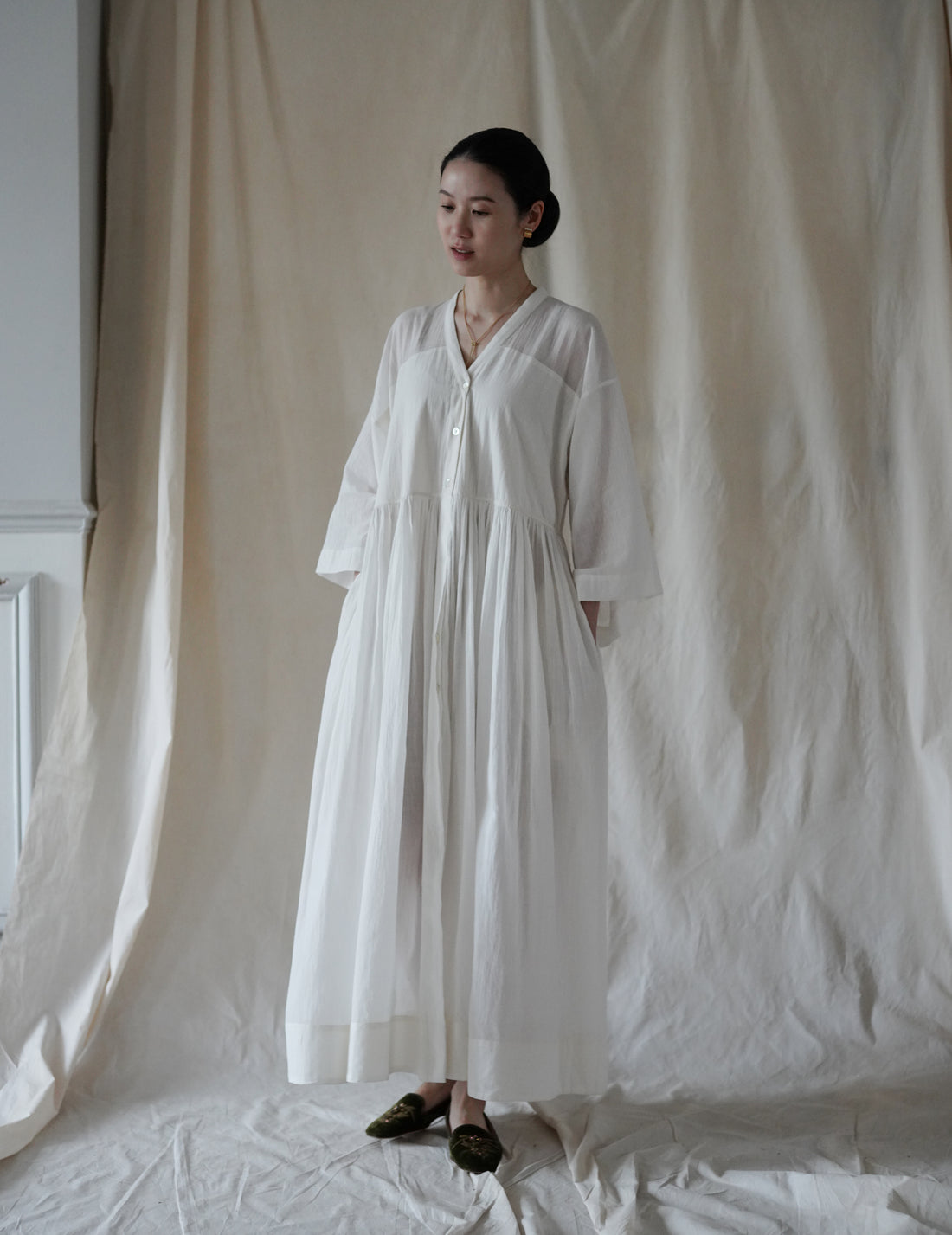 Anais Khadi Dress・White