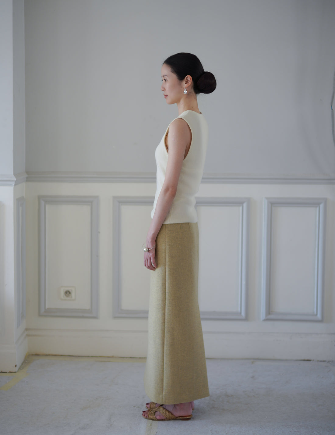 Annika Inez | Open Pod Earring - Small - Silver/Black