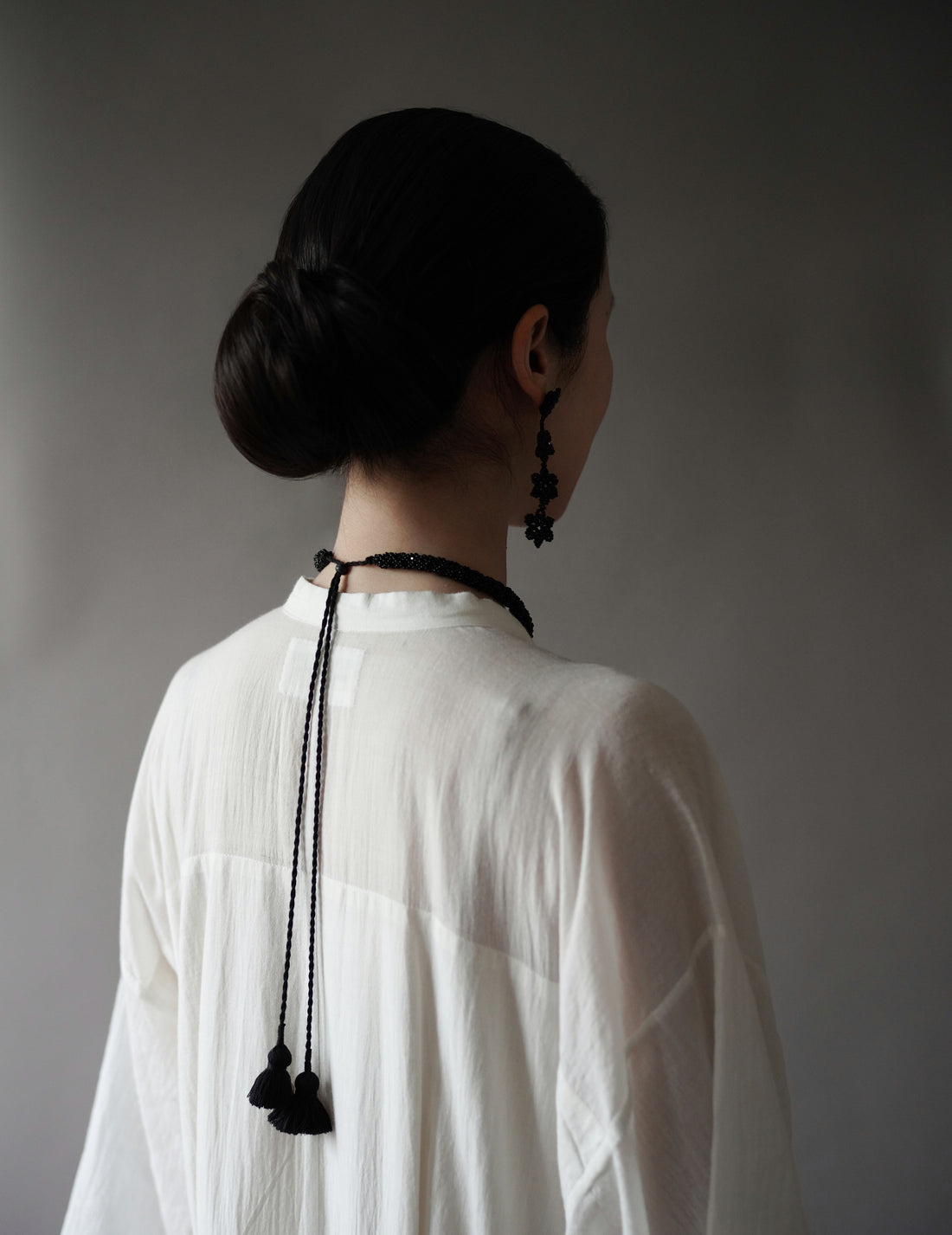 Snake Beaded Necklace・Black