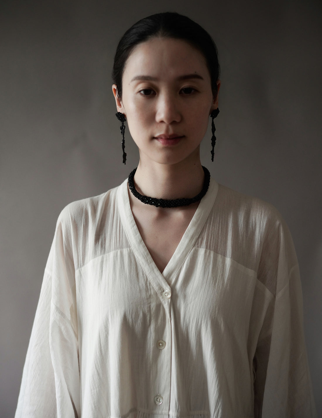 Snake Beaded Necklace・Black