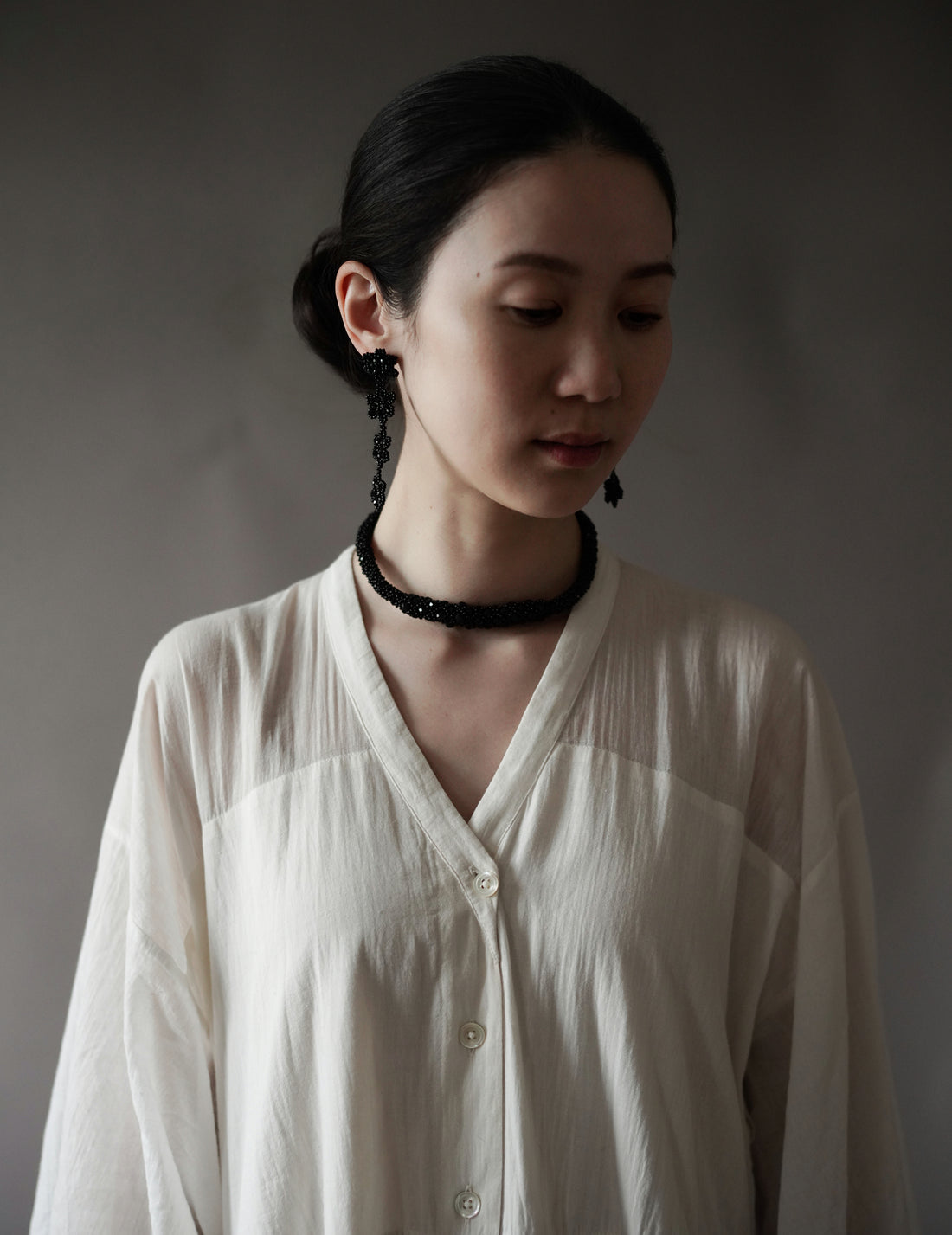 Snake Beaded Necklace・Black