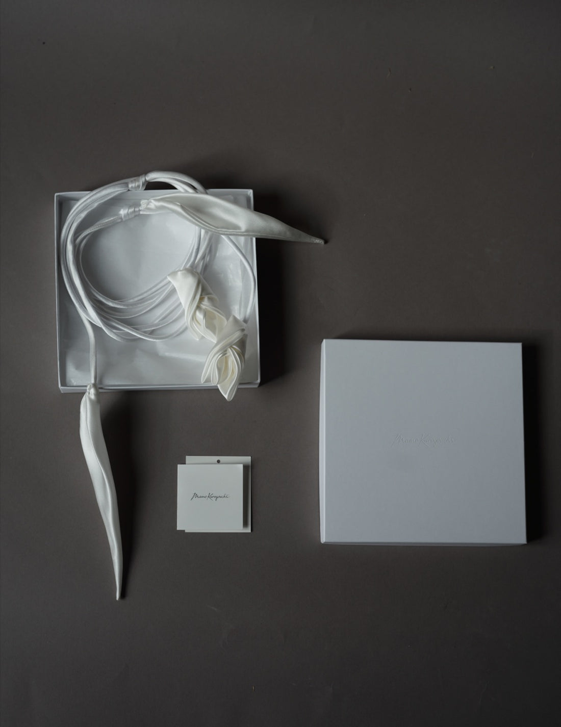 Floral Motif Silk Belt・White