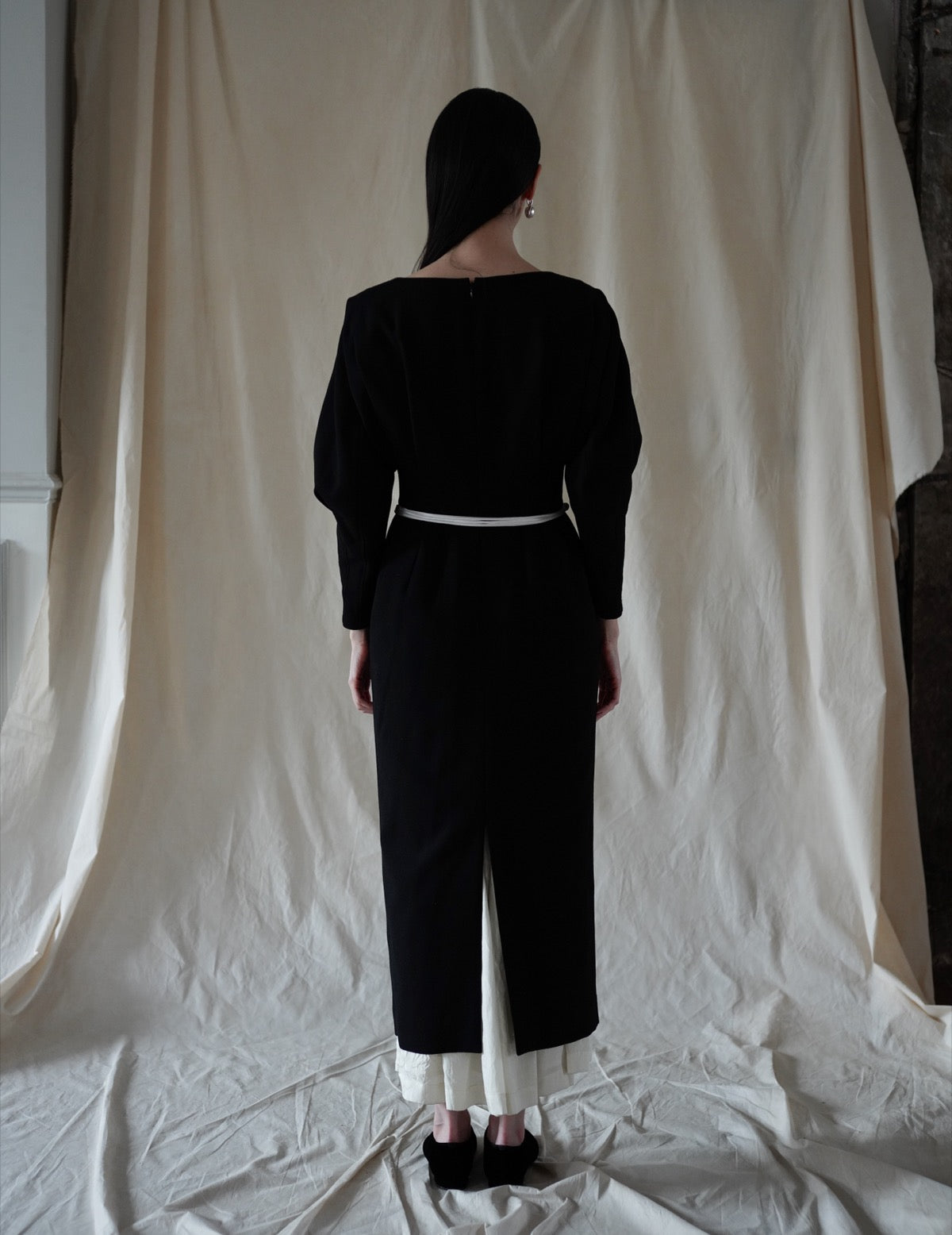 Floral Motif Silk Belt・White