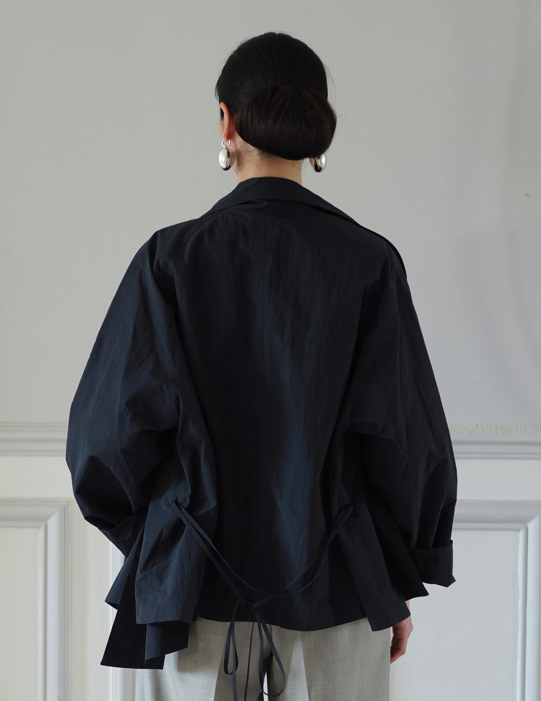 Annika Inez | Open Pod Earring - Large - Silver/Black