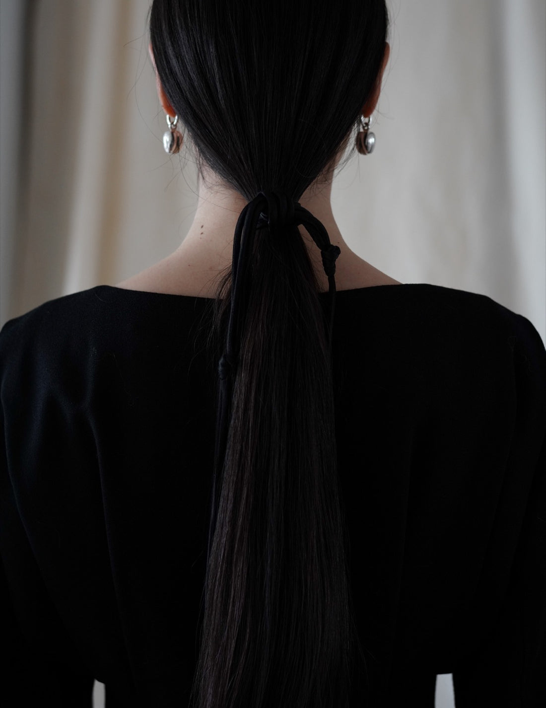 Floral Motif Silk Belt · Black