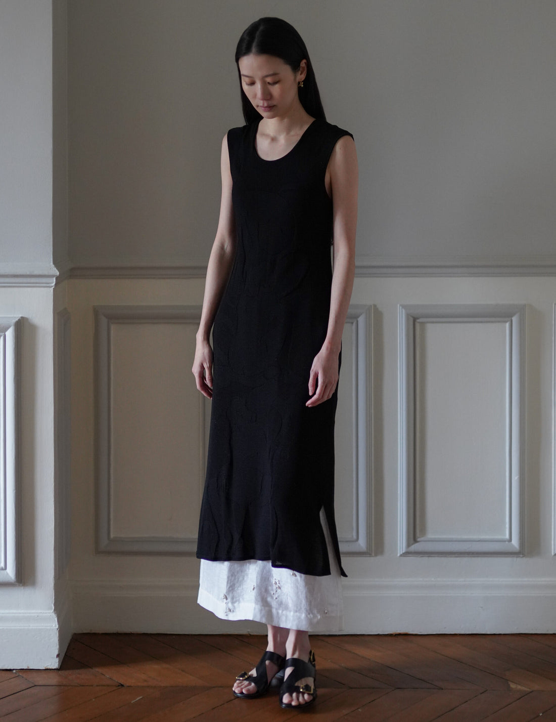 Mame Kurogouchi  | Woman Figure Knitted Dress・Black
