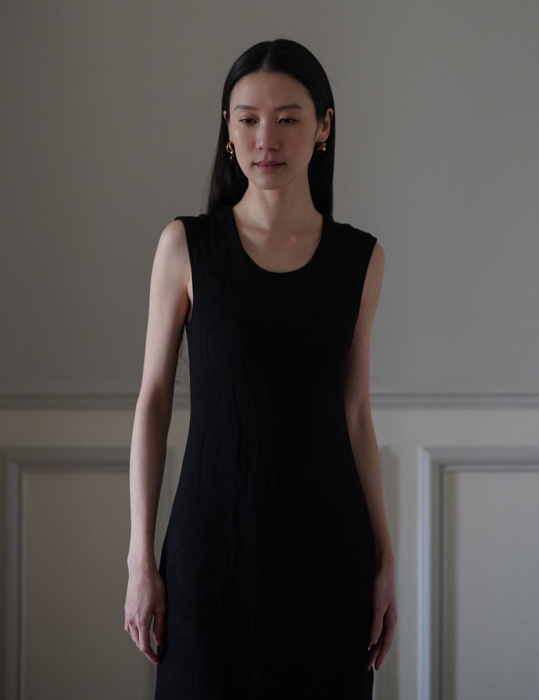 Mame Kurogouchi  | Woman Figure Knitted Dress・Black