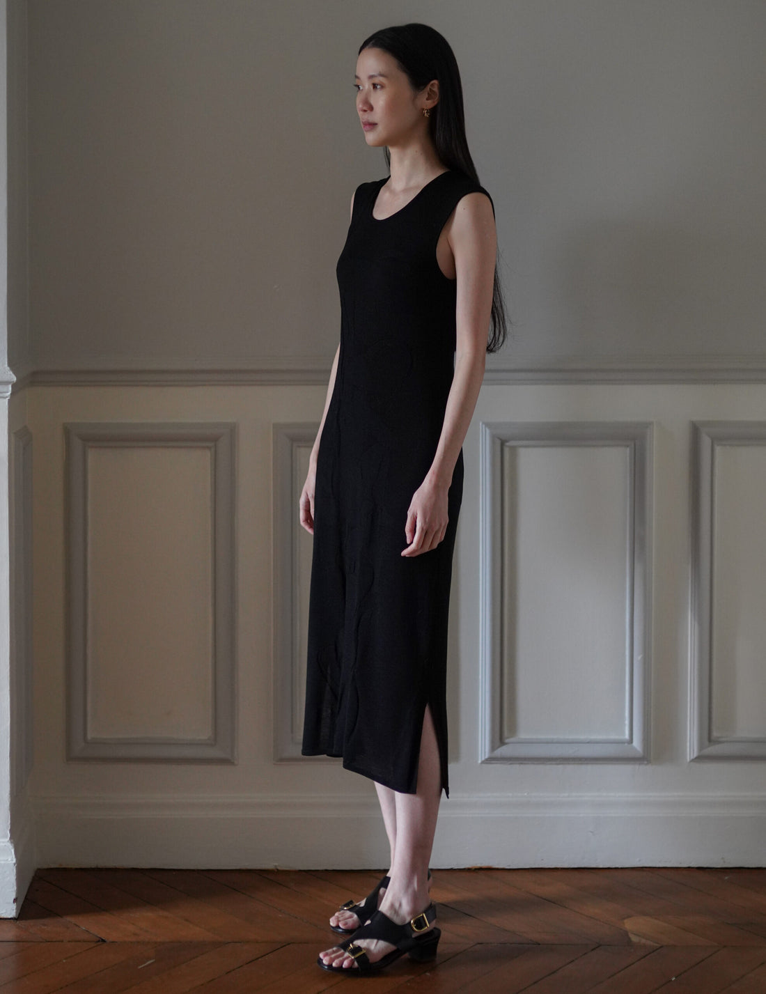 Mame Kurogouchi  | Woman Figure Knitted Dress・Black