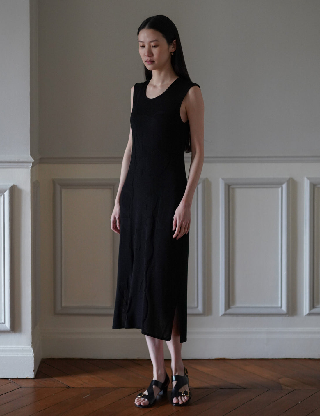 Mame Kurogouchi  | Woman Figure Knitted Dress・Black