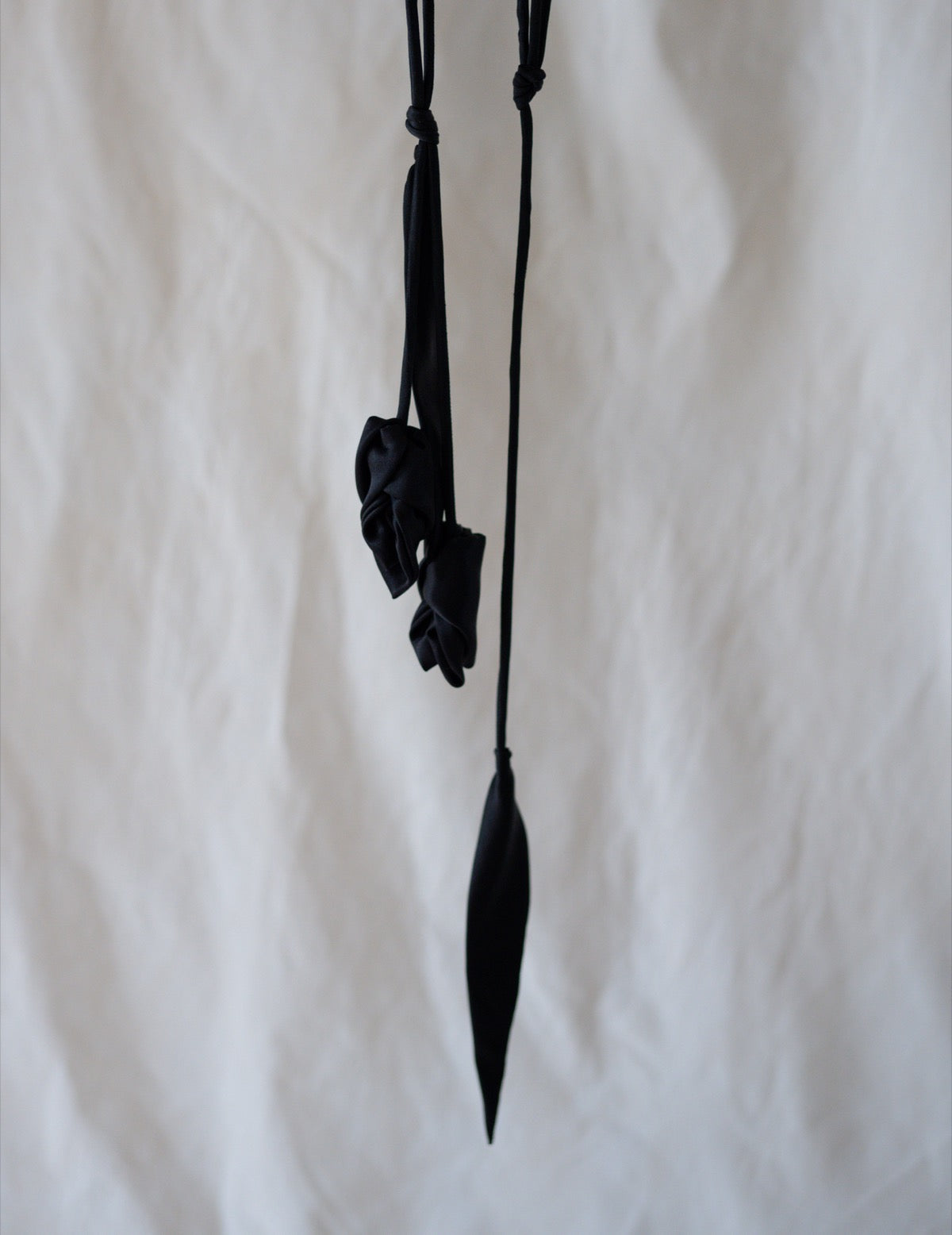 Floral Motif Silk Belt · Black