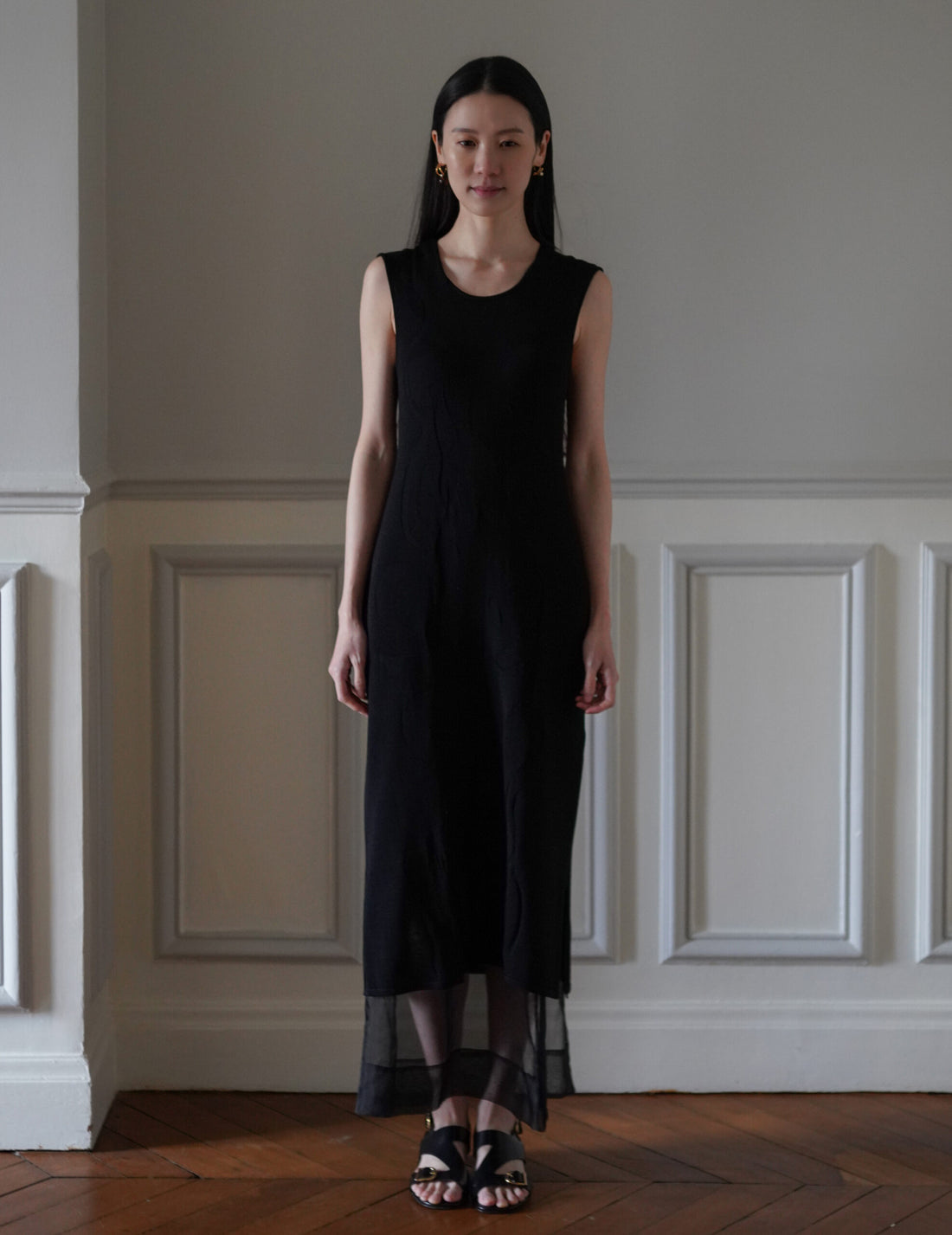 Mame Kurogouchi  | Woman Figure Knitted Dress・Black