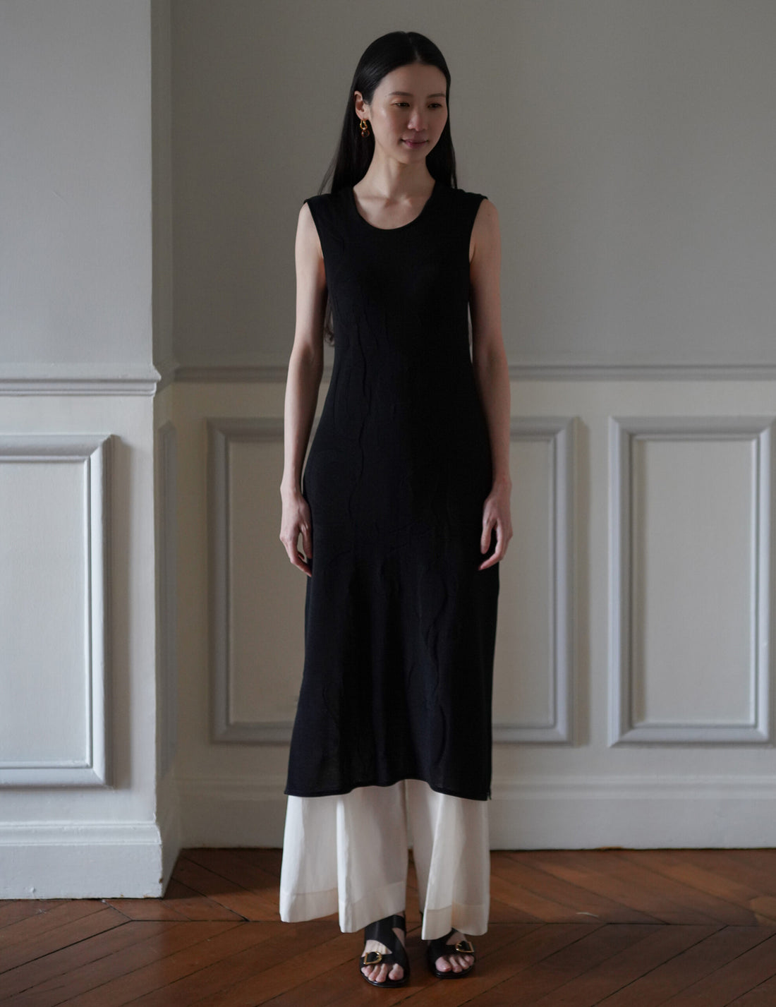 Mame Kurogouchi  | Woman Figure Knitted Dress・Black