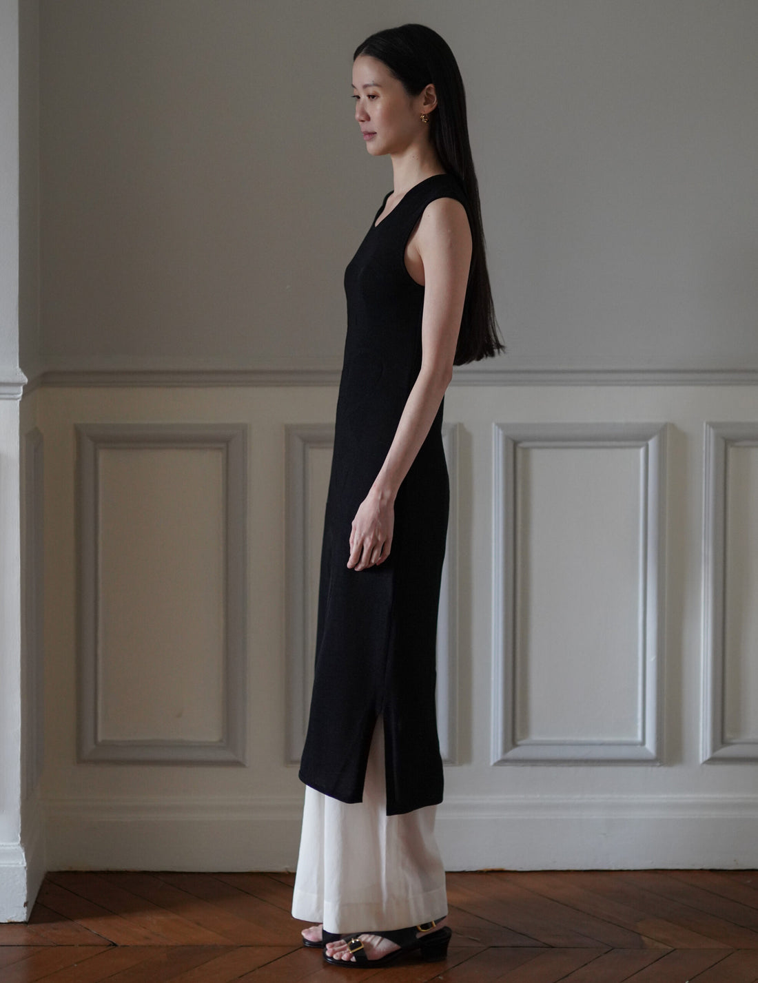 Mame Kurogouchi  | Woman Figure Knitted Dress・Black