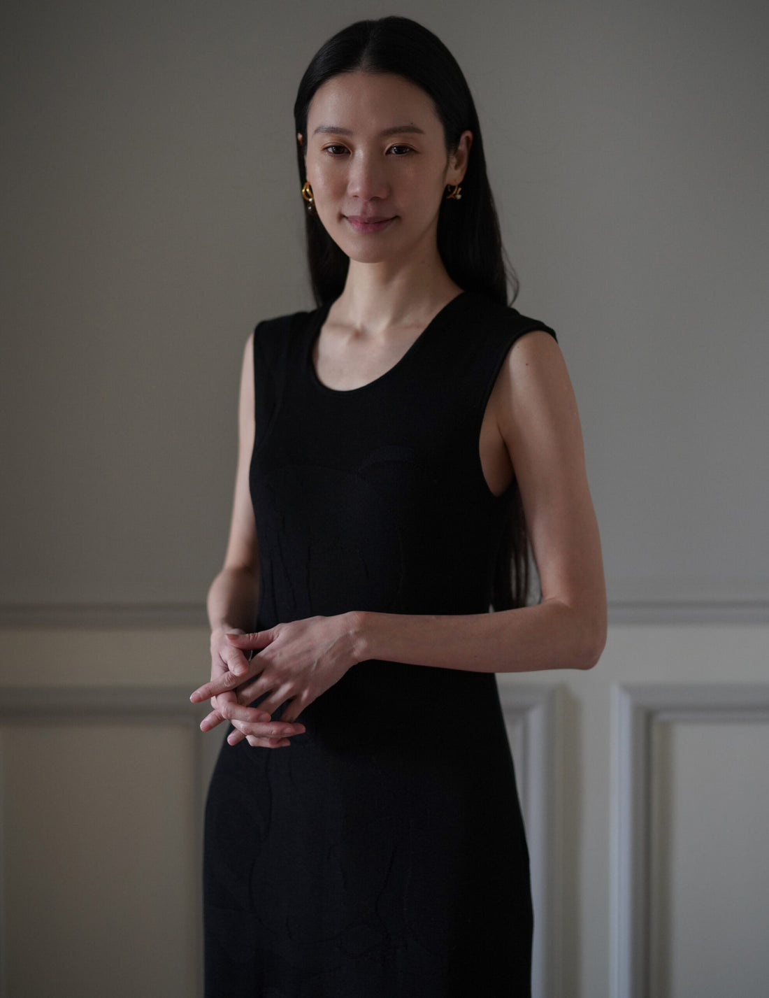 Mame Kurogouchi  | Woman Figure Knitted Dress・Black